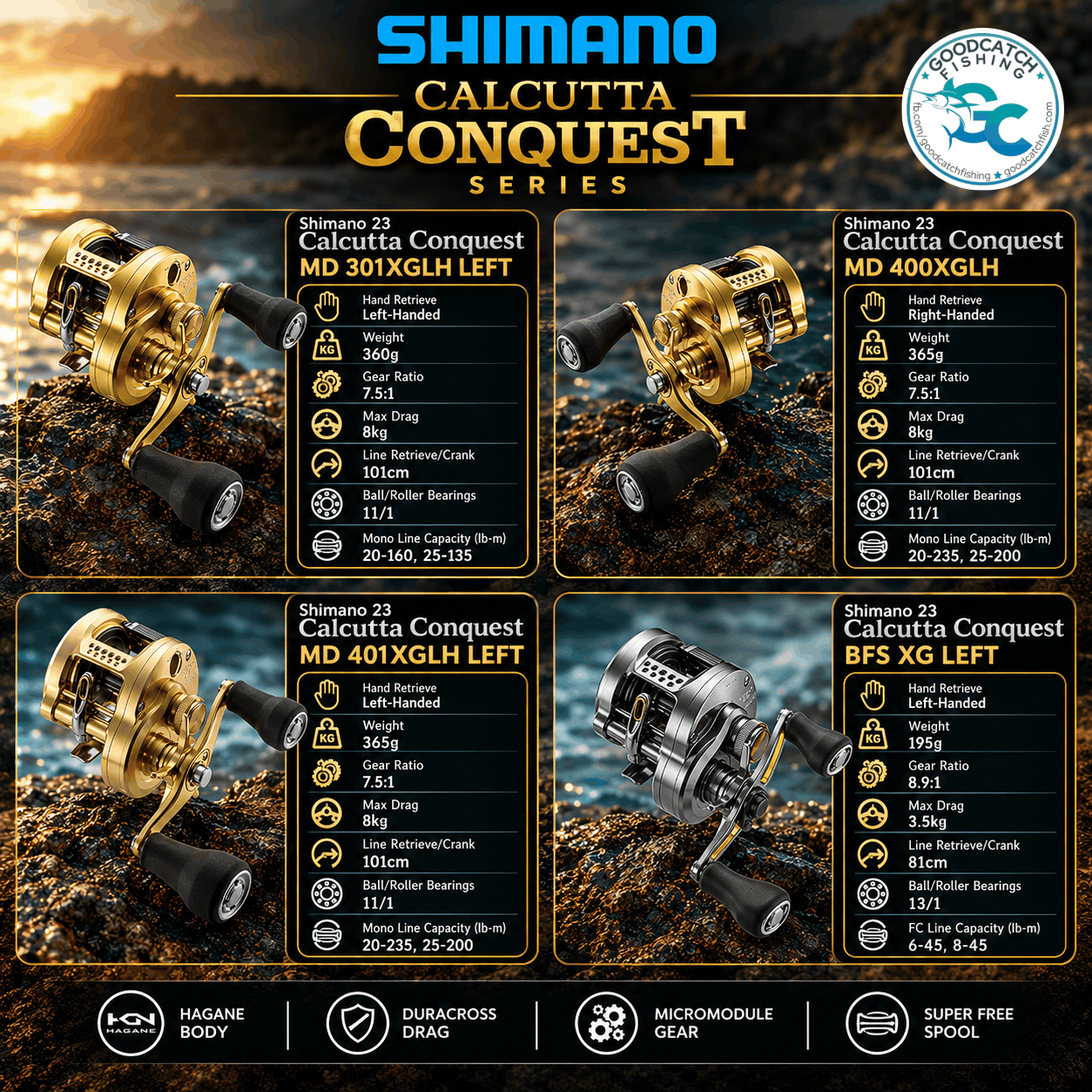 SHIMANO 23 CALCUTTA CONQUEST MD & BFS XG SERIES